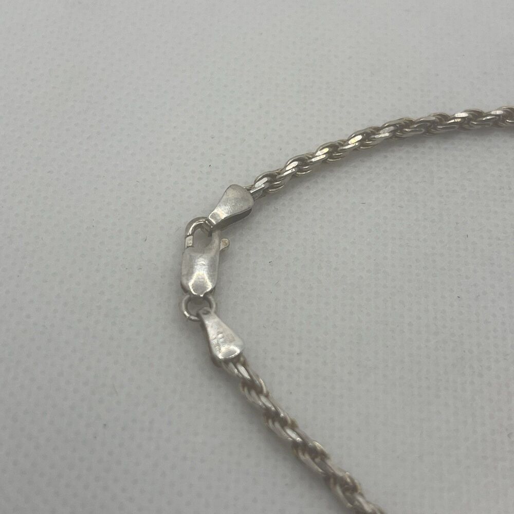 Vtg Italy Sterling Silver 925 Thin Twisted Rope Chain 8" Bracelet - Picture 4 of 5